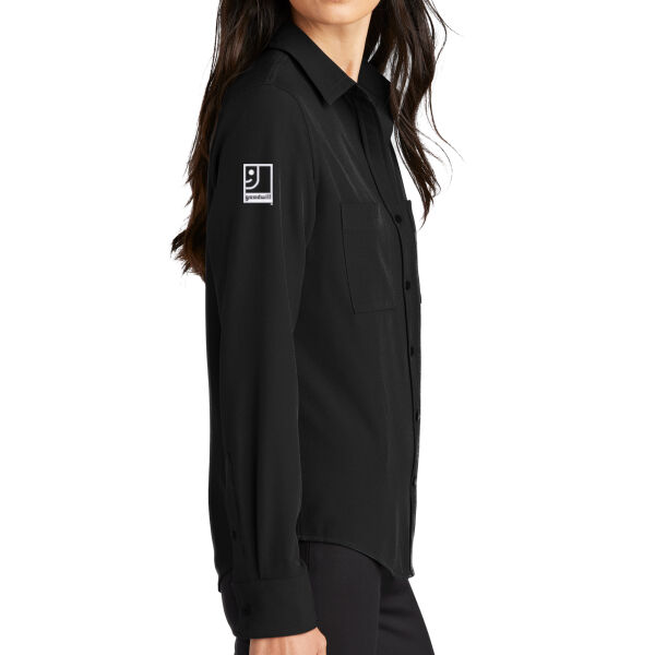 Embroidered Ohio Valley Goodwill - Women's Stretch Crepe Long Sleeve Camp Thumbnail