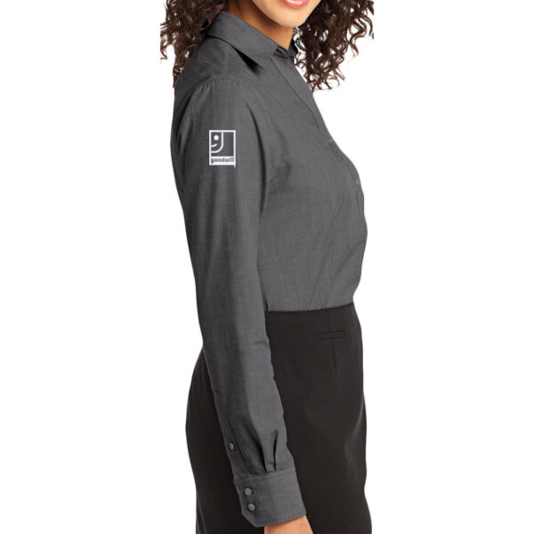 Embroidered Ohio Valley Goodwill - Ladies Crosshatch Easy Care Shirt Thumbnail